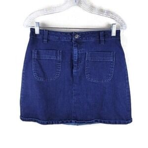 Maison Jules Dark Wash‎ Denim Mini Skirt Size 6 Utility Pockets 80s 902 Y2K